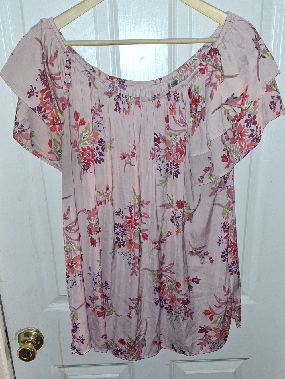 Terra & Sky Dusty Pink Floral Off-Shoulder Tunic Top